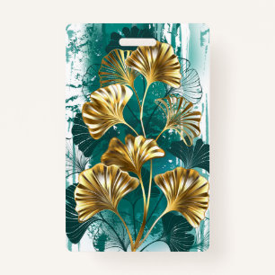 Branch with Golden Leaves Ginko Biloba Badge