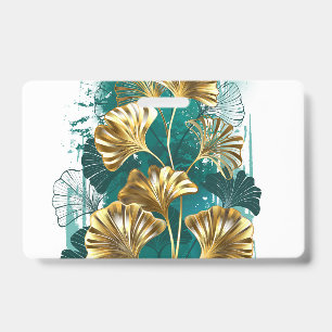Branch with Golden Leaves Ginko Biloba Badge