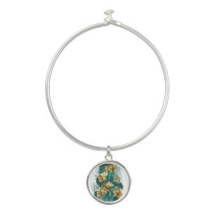 Branch with Golden Leaves Ginko Biloba Bangle Bracelet