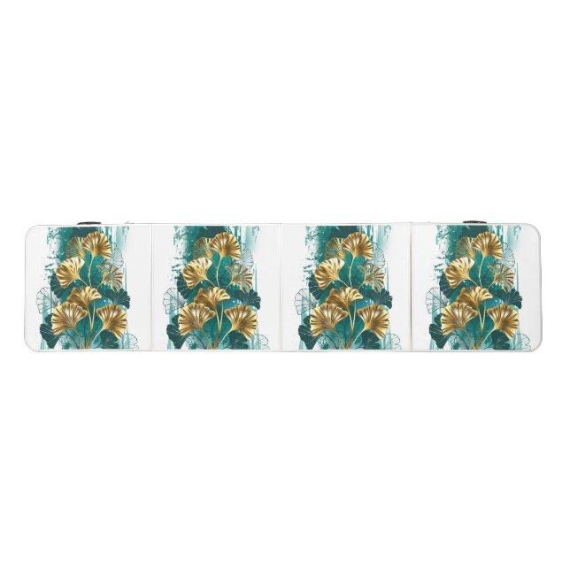 Branch with Golden Leaves Ginko Biloba Beer Pong Table (Top)