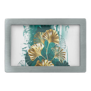 Branch with Golden Leaves Ginko Biloba Belt Buckle