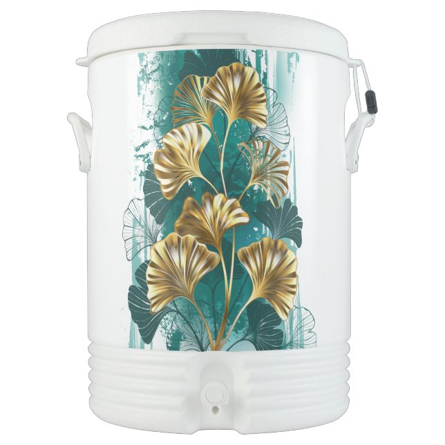Branch with Golden Leaves Ginko Biloba Beverage Cooler (Front)