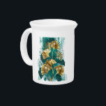 Branch with Golden Leaves Ginko Biloba Beverage Pitcher<br><div class="desc">Branch with jewelry,  gold and green leaves of Ginko biloba on light,  painted green background. Ginko biloba</div>