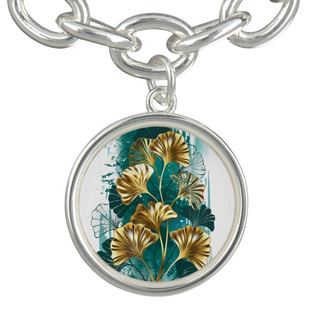 Branch with Golden Leaves Ginko Biloba Bracelet (Design)