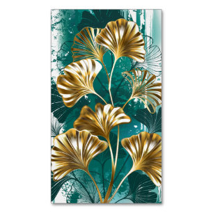 Branch with Golden Leaves Ginko Biloba Business Card Magnet