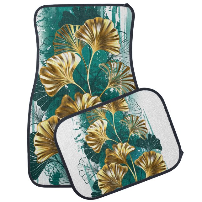 Branch with Golden Leaves Ginko Biloba Car Floor Mat (Set)