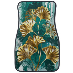 Branch with Golden Leaves Ginko Biloba Car Floor Mat
