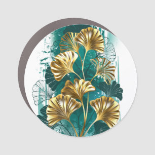 Branch with Golden Leaves Ginko Biloba Car Magnet