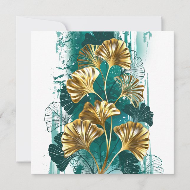 Branch with Golden Leaves Ginko Biloba Card (Front)