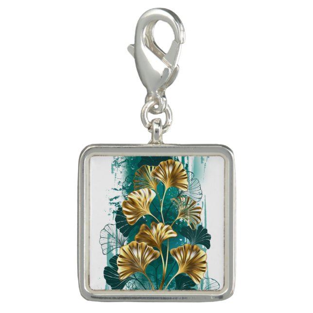 Branch with Golden Leaves Ginko Biloba Charm (Front)