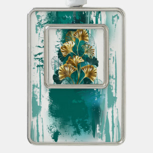 Branch with Golden Leaves Ginko Biloba Christmas Ornament