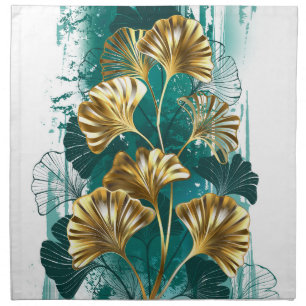 Branch with Golden Leaves Ginko Biloba Cloth Napkin