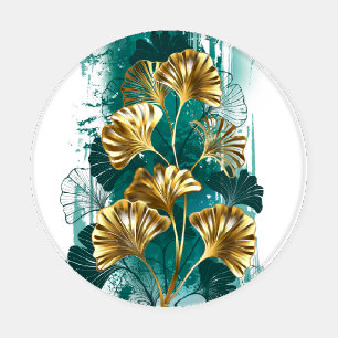 Branch with Golden Leaves Ginko Biloba Coaster Set