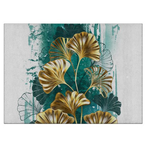 Branch with Golden Leaves Ginko Biloba Cutting Board