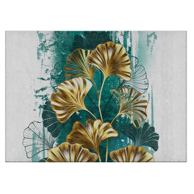 Branch with Golden Leaves Ginko Biloba Cutting Board (Front)