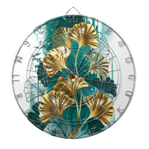 Branch with Golden Leaves Ginko Biloba Dart Board