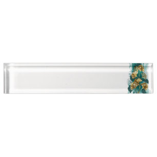 Branch with Golden Leaves Ginko Biloba Desk Name Plate