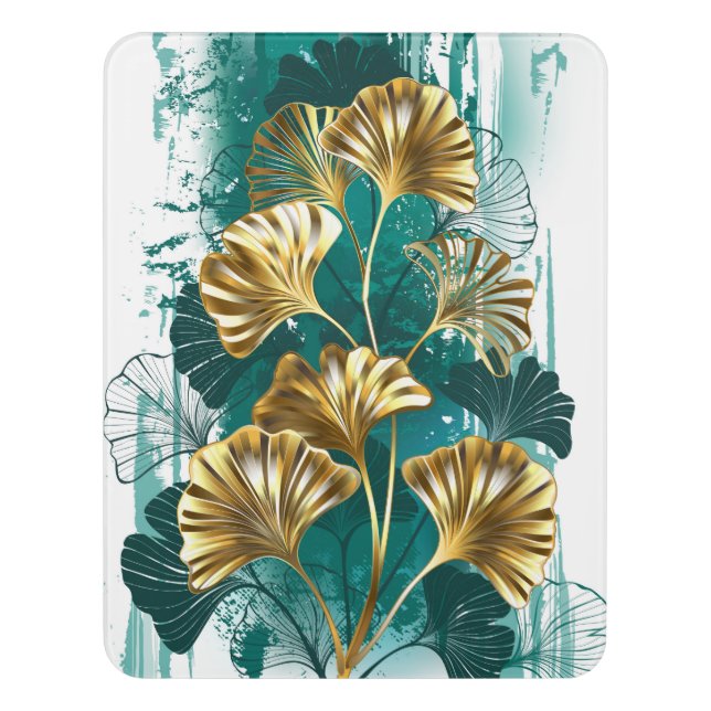 Branch with Golden Leaves Ginko Biloba Door Sign (Contemporary Vert)
