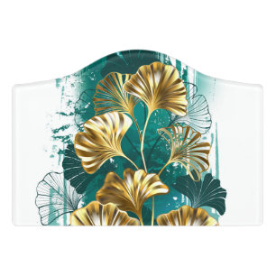 Branch with Golden Leaves Ginko Biloba Door Sign