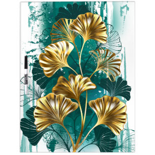 Branch with Golden Leaves Ginko Biloba Dry Erase Board