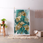 Branch with Golden Leaves Ginko Biloba Fabric