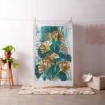 Branch with Golden Leaves Ginko Biloba Fabric