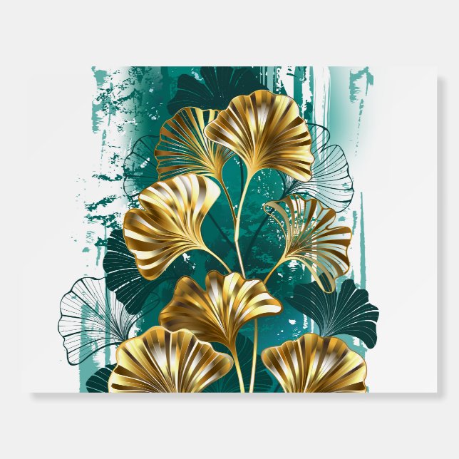 Branch with Golden Leaves Ginko Biloba Foam Board (Front)