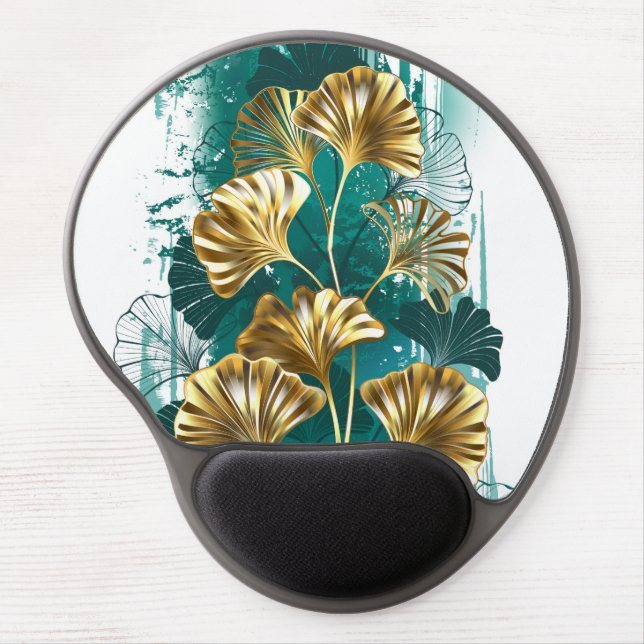 Branch with Golden Leaves Ginko Biloba Gel Mouse Pad (Front)