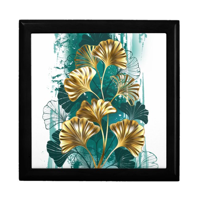 Branch with Golden Leaves Ginko Biloba Gift Box (Front)