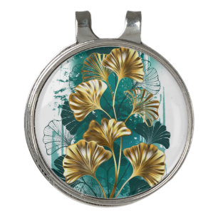Branch with Golden Leaves Ginko Biloba Golf Hat Clip