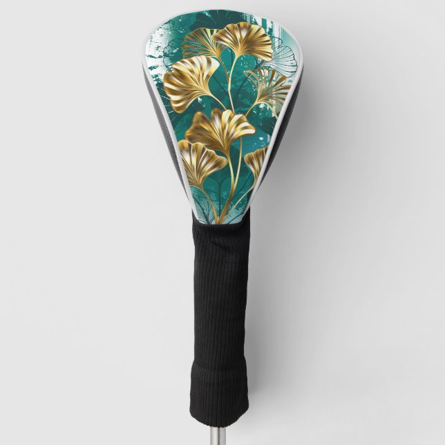 Branch with Golden Leaves Ginko Biloba Golf Head Cover (Front)
