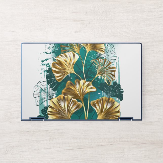 Branch with Golden Leaves Ginko Biloba HP Laptop Skin (Front)