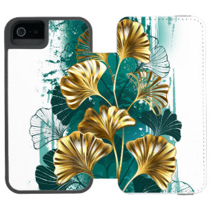 Branch with Golden Leaves Ginko Biloba iPhone SE/5/5s Wallet Case