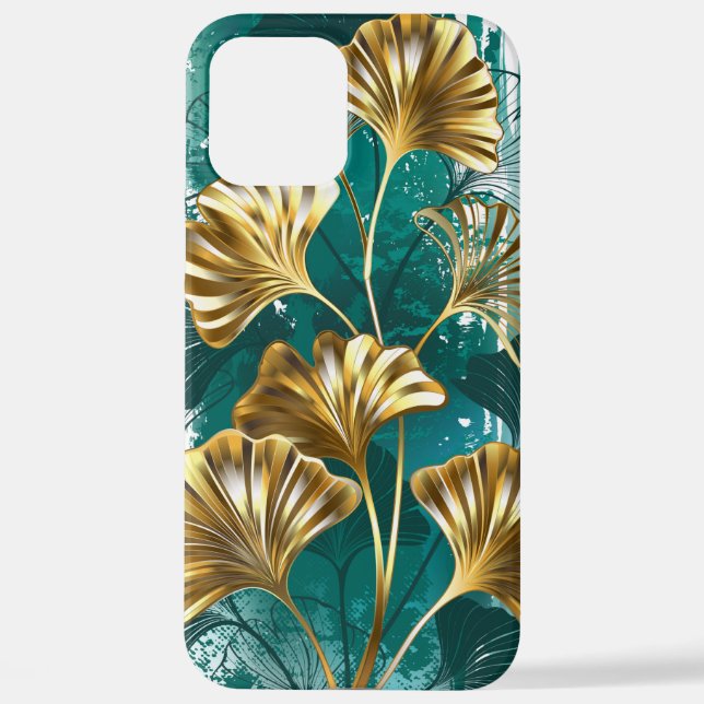Branch with Golden Leaves Ginko Biloba iPhone Case (Back)