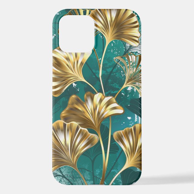 Branch with Golden Leaves Ginko Biloba iPhone Case (Back)
