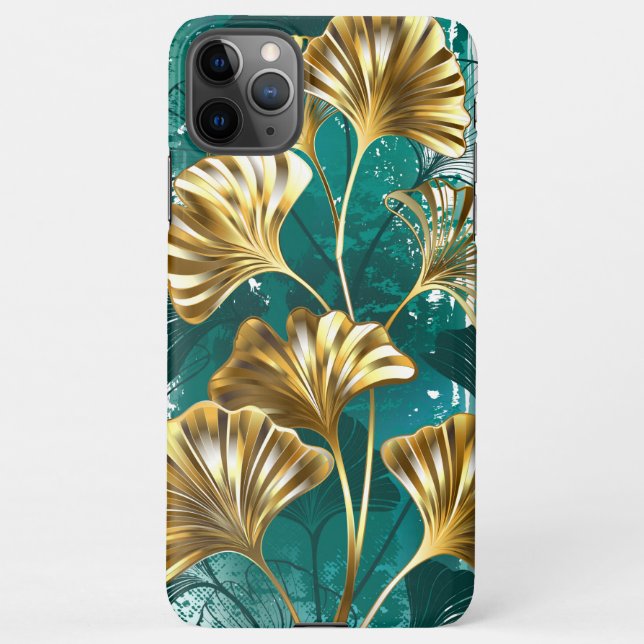 Branch with Golden Leaves Ginko Biloba iPhone Case (Back)