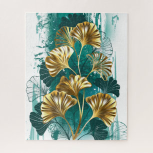 Branch with Golden Leaves Ginko Biloba Jigsaw Puzzle