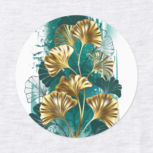Branch with Golden Leaves Ginko Biloba Kids' Labels (Design 1)