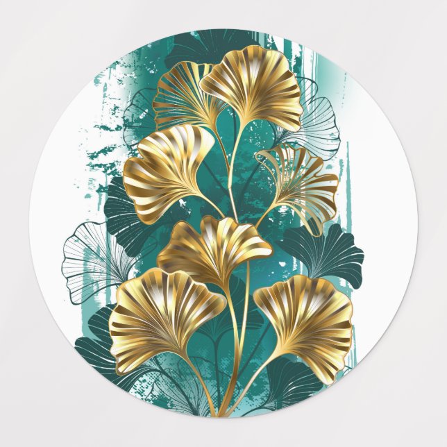 Branch with Golden Leaves Ginko Biloba Labels (Design 1)