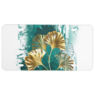 Branch with Golden Leaves Ginko Biloba License Plate