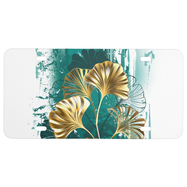 Branch with Golden Leaves Ginko Biloba License Plate (Front)