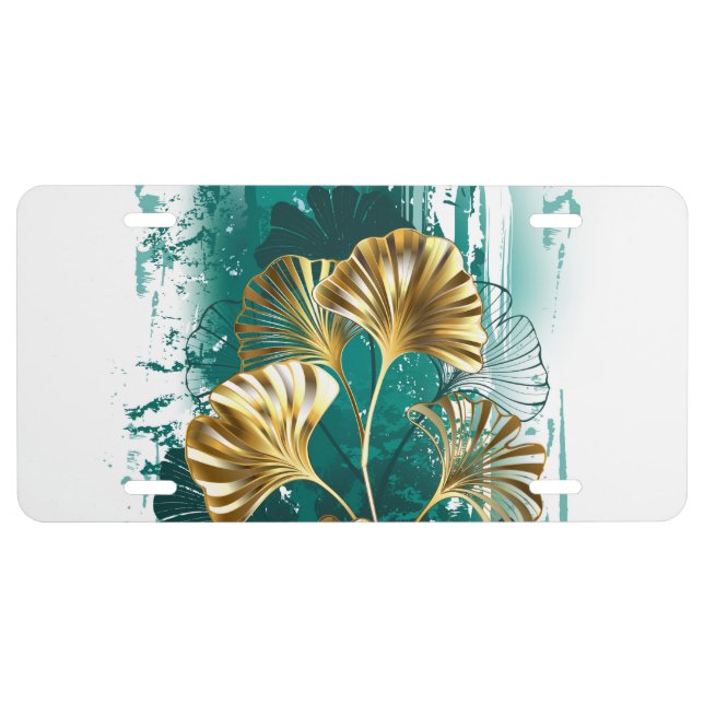 Branch with Golden Leaves Ginko Biloba License Plate (Front)