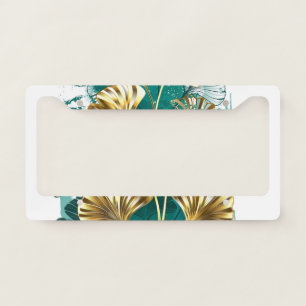 Branch with Golden Leaves Ginko Biloba License Plate Frame