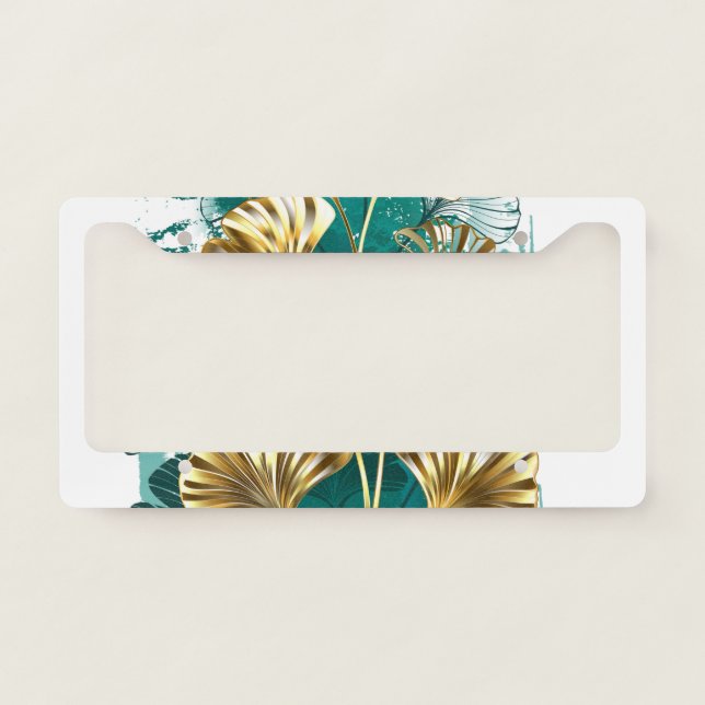 Branch with Golden Leaves Ginko Biloba License Plate Frame (Front)