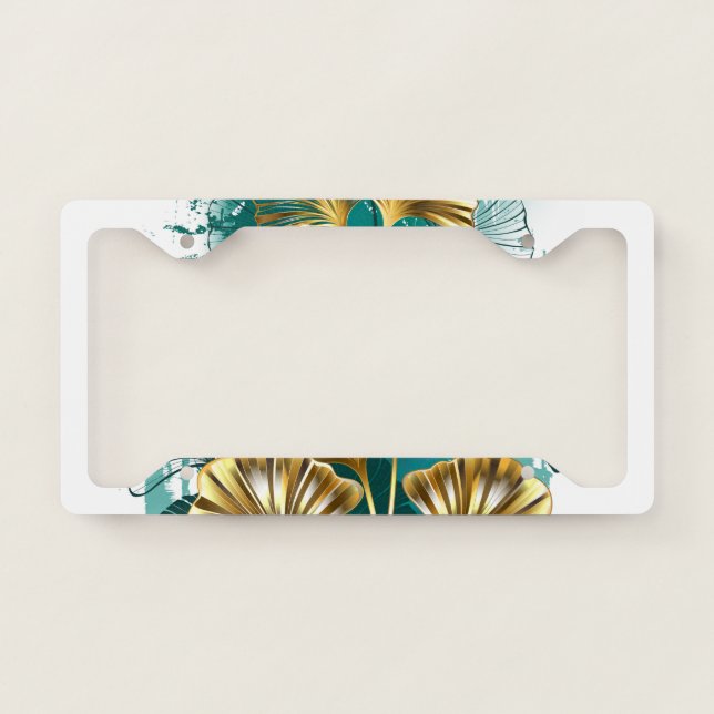 Branch with Golden Leaves Ginko Biloba License Plate Frame (Front)