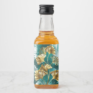 Branch with Golden Leaves Ginko Biloba Liquor Bottle Label