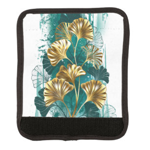 Branch with Golden Leaves Ginko Biloba Luggage Handle Wrap
