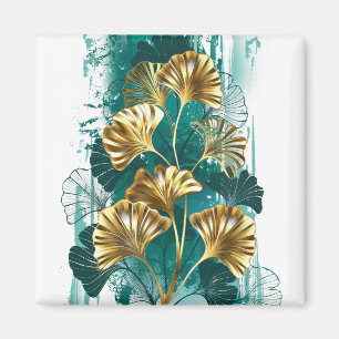 Branch with Golden Leaves Ginko Biloba Magnet