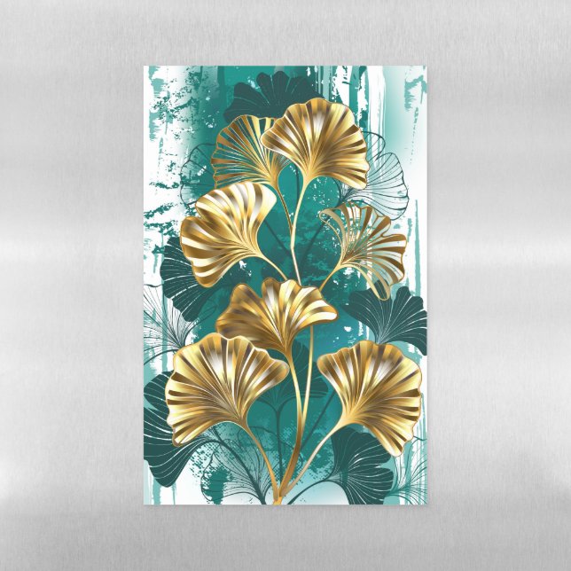 Branch with Golden Leaves Ginko Biloba Magnetic Dry Erase Sheet (Vertical)