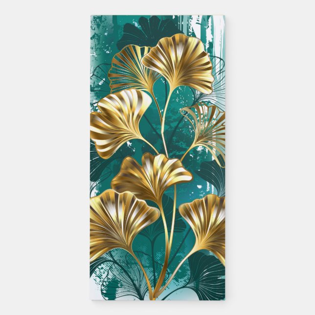 Branch with Golden Leaves Ginko Biloba Magnetic Notepad (Front)
